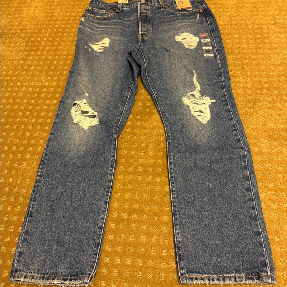 Levi's Women's Classic 501 Ripped Straight Jeans
